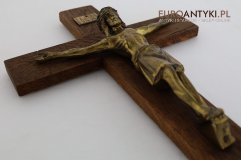 antyczny krzyż retro z litego drewna dębowego