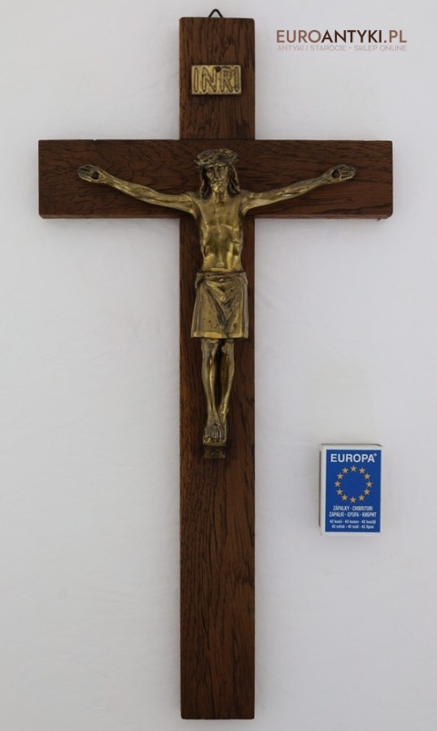 klasyczny krzyż drewniany dąb mosiądz