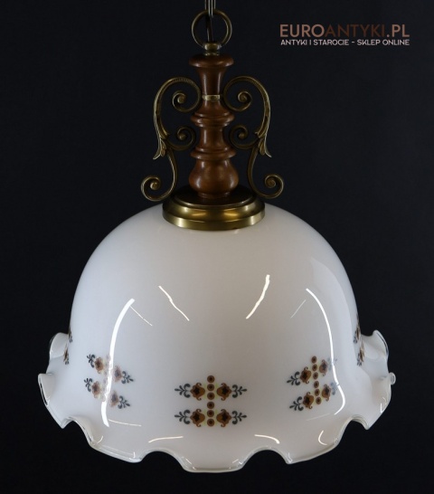 lampa rustykalna z litego drewna i mosiądzu