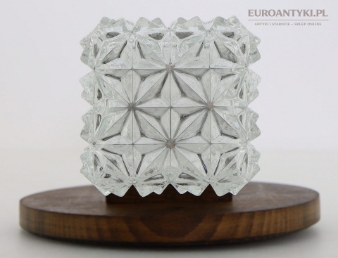 kinkiet art deco drewniana rozeta i szkło