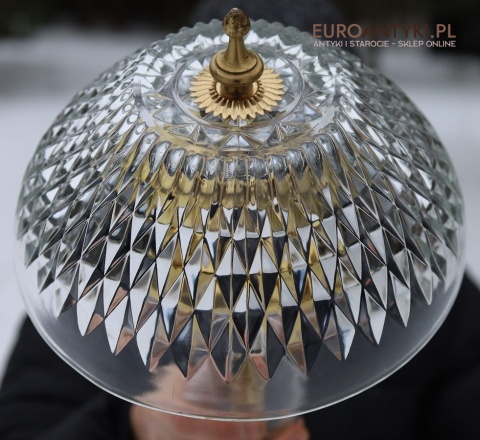 XL! DUZA! Krystalowa lampa stołowa vintage – antyczne rzemiosło z dawnych lat