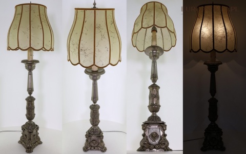 neobarokowa lampa podłogowa z aniołkami putta