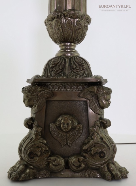 pałacowa lampa stojąca stare srebro metal tłoczony