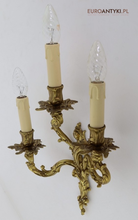 duży kinkiet barokowy z patyną oryginalny odlew