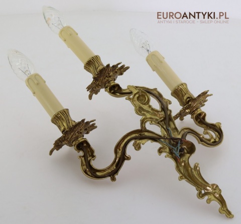 duży kinkiet rokoko bronze véritable 3x e14