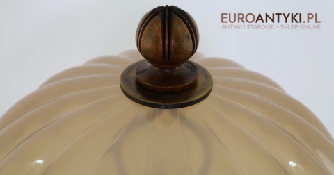 XL lampa stołowa / gabinetowa z lat 30. – eklektyczna retro vintage, drewno + mosiądz