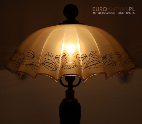 XL lampa stołowa / gabinetowa z lat 30. – eklektyczna retro vintage, drewno + mosiądz