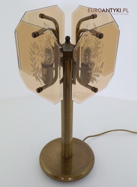 duża lampa stołowa vintage szkło kryształowe