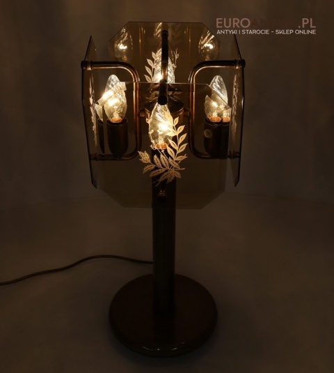 duża dekoracyjna lampa stołowa retro 24x24 klosz