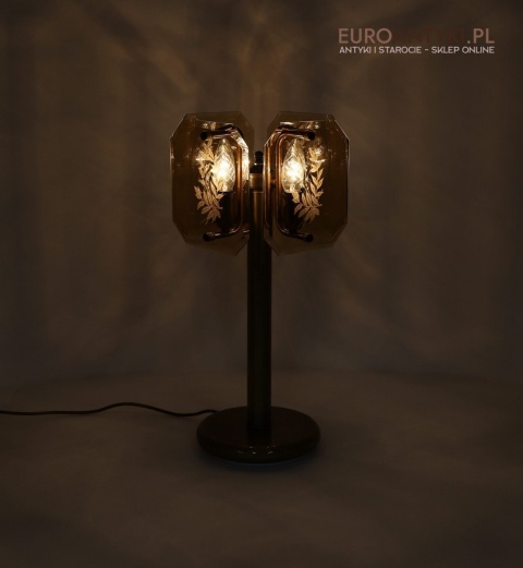 lampa stołowa retro detal szkła szlifowanego