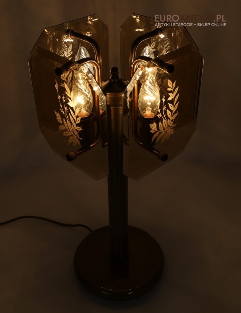 xl lampa stołowa retro z mosiądzu i szkła