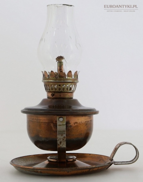 lampka naftowa metal patyna miedziany kolor