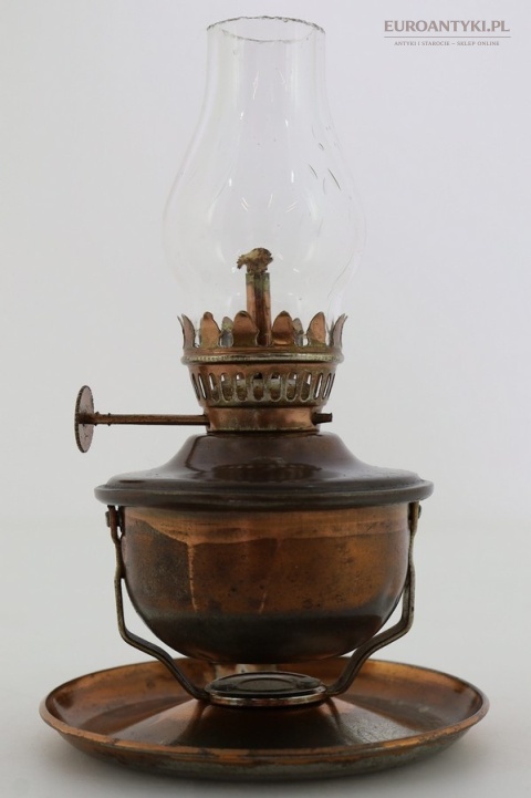 stara mini lampka olejowa mini z kominem szklanym