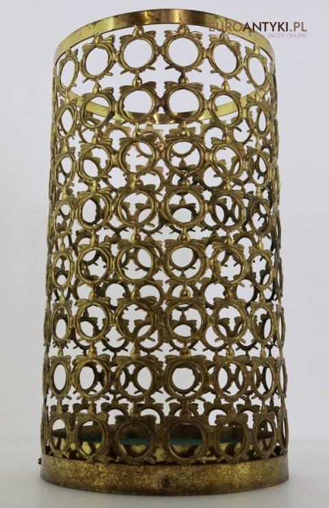 mosiężny kosz na parasole z epoki ażurowy wzór rozetowy