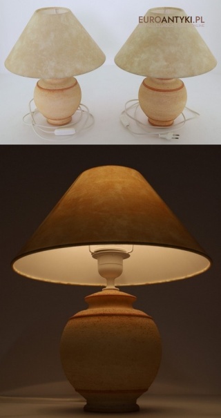 Para ceramicznych lampek stołowych retro z epoki – stylowe vintage do sypialni