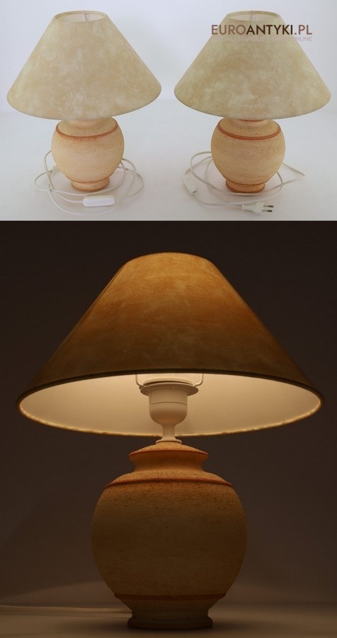 Para ceramicznych lampek stołowych retro z epoki – stylowe vintage do sypialni