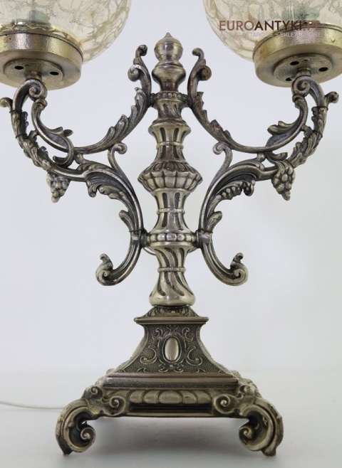 srebrna lampa stołowa retro z francji