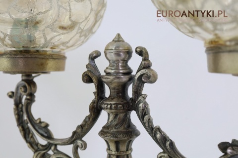 srebrzona lampka stołowa rokokowe ramiona