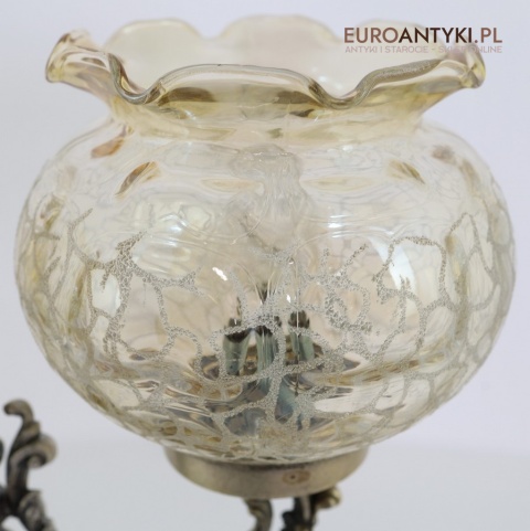 lampa stołowa retro z kloszami w kolorze ambra