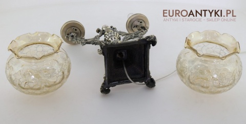 srebrna kolekcjonerska lampa stołowa z francji vintage