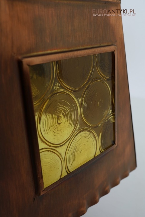 masywna lampa sufitowa miedziana w idealnym stanie