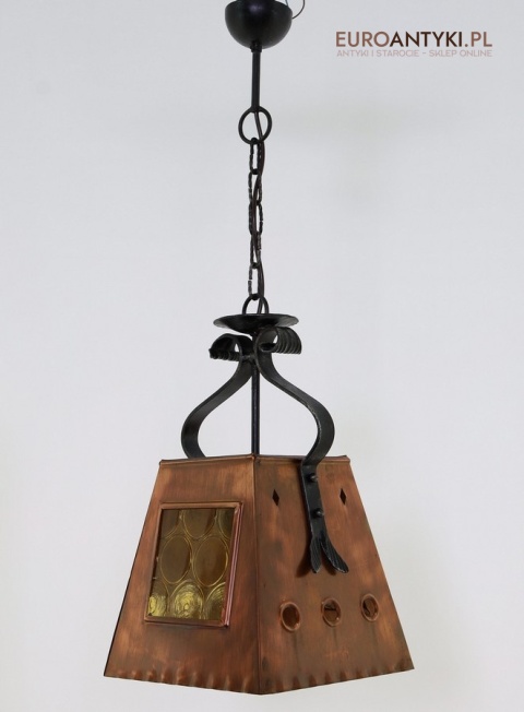 unikatowa lampa miedziana z dawnego rzemiosła