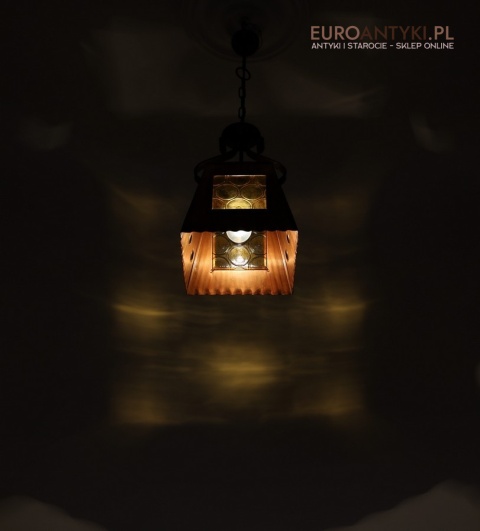 vintage oświetlenie kuchenne miedź witraże