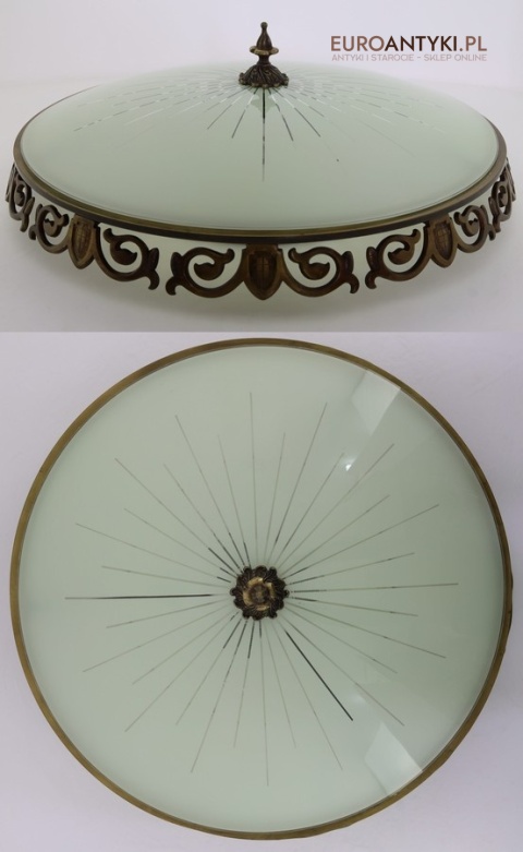 antyczny plafon xxl vintage z brązu i szkła