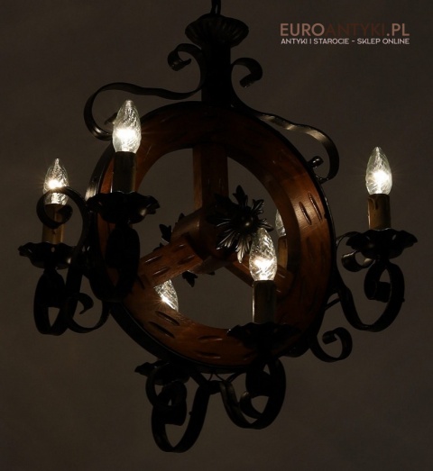 żyrandol koło od wozu retro vintage