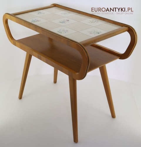 stolik retro z ceramicznym blatem vintage