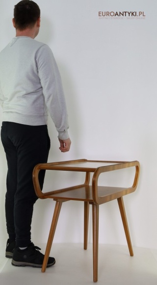 Oryginalny stolik vintage z ceramicznym blatem – dekoracyjny modernizm mid-century modern