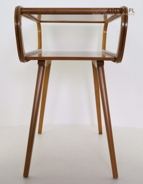 stary stolik drewniany z blatem ceramicznym