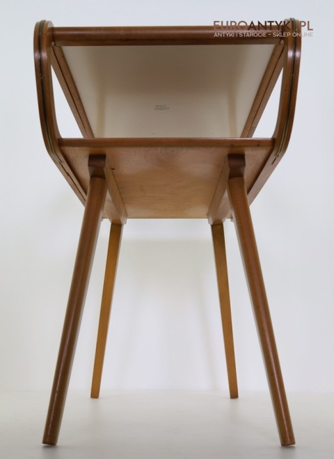 Oryginalny stolik vintage z ceramicznym blatem – dekoracyjny modernizm mid-century modern