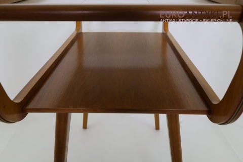 Oryginalny stolik vintage z ceramicznym blatem – dekoracyjny modernizm mid-century modern