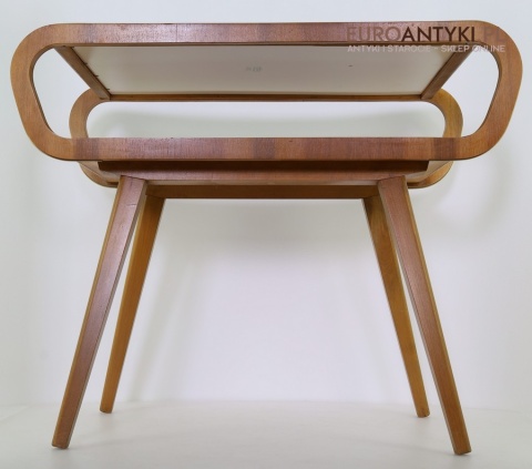 Oryginalny stolik vintage z ceramicznym blatem – dekoracyjny modernizm mid-century modern