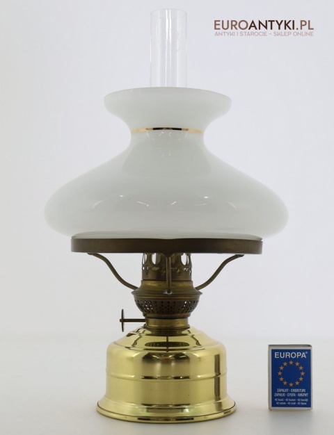 antyczna lampa naftowa mosiądz szkło idealny stan