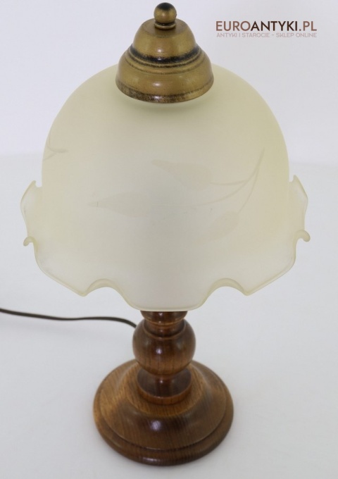 drewniana lampka stołowa dębowa z epoki