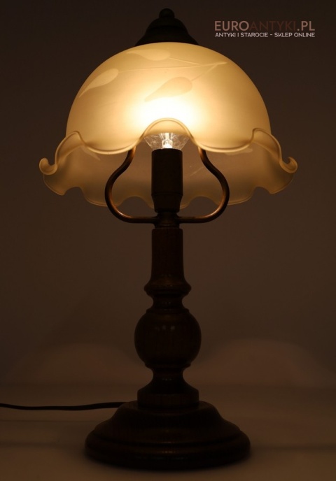 stylowa lampka nocna vintage drewno i metal