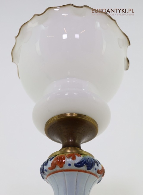 lampka stołowa vintage mleczny klosz szkło