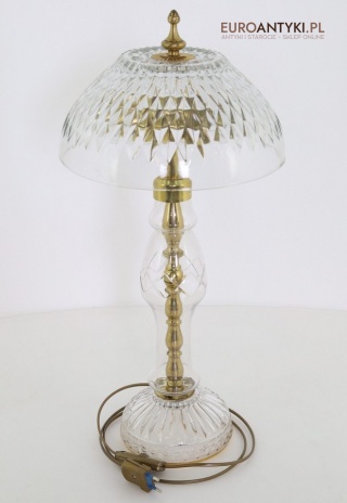 XL! DUZA! Krystalowa lampa stołowa vintage – antyczne rzemiosło z dawnych lat