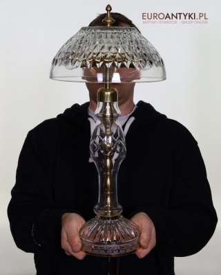 XL! DUZA! Krystalowa lampa stołowa vintage – antyczne rzemiosło z dawnych lat