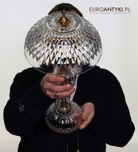 antyczna lampa stołowa kryształowa stabilna podstawa ciężka stopa