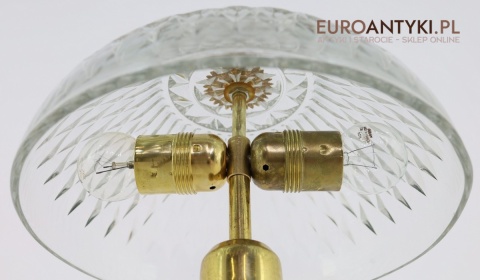 kryształowa lampa retro dwa gniazda e27 mosiężne oprawki