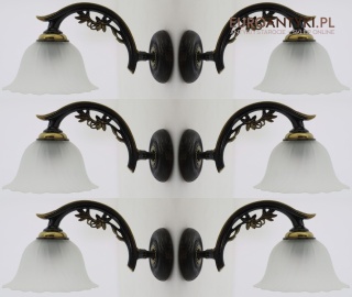 Kinkiety mosiężne w klimacie dworskim pałacowym zamkowym - unikatowe lampy ścienne z kloszem