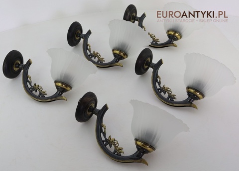 rustykalno-klasyczny kinkiet dąb i mosiądz vintage