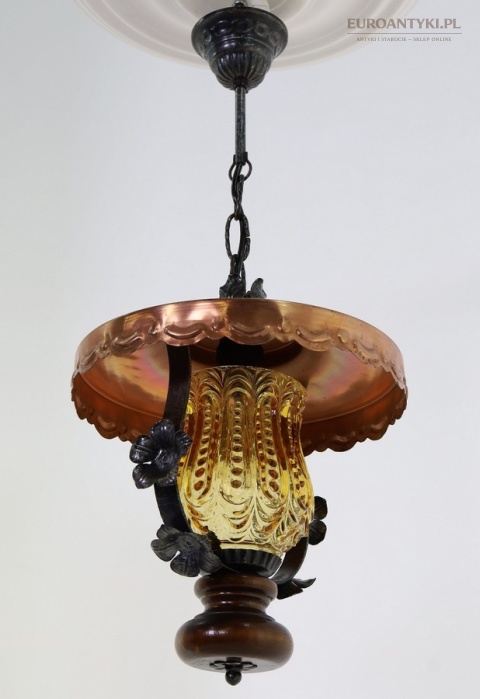 lampa sufitowa rustykalna mosiężny talerz