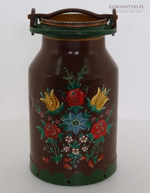 francuska bańka na mleko retro vintage ręcznie malowana