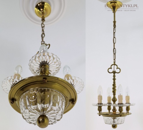 kryształowy żyrandol retro vintage 4x e14