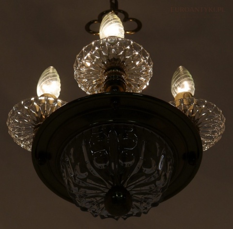 żyrandol retro z kryształowymi rozetkami