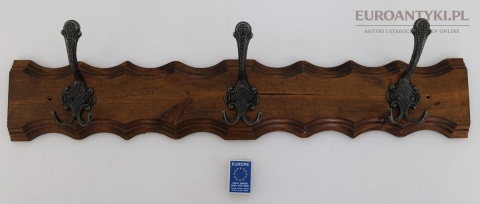 vintage wieszak ścienny masywna deska
